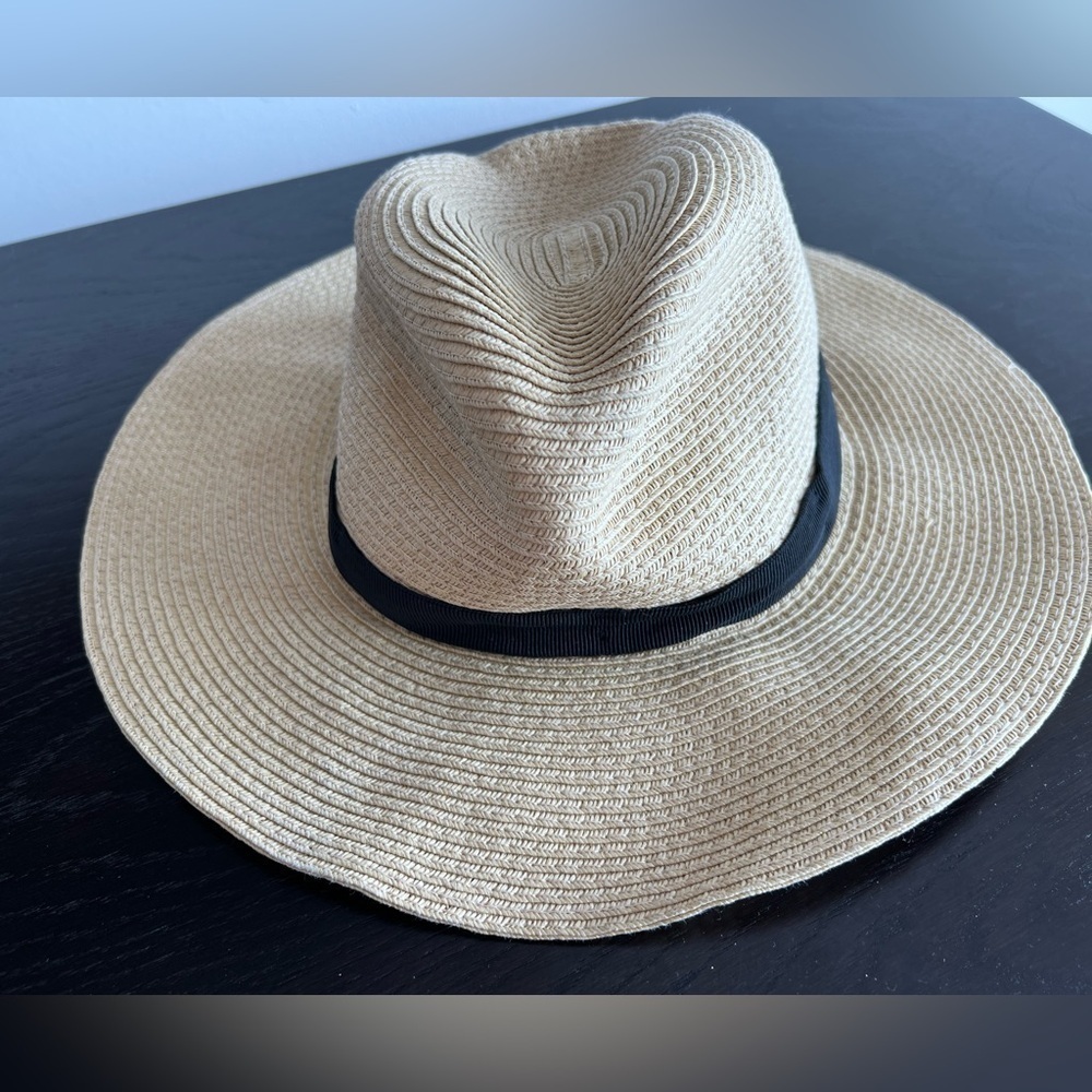 J.Crew Stylish Tan Fedora Hat with Black Band